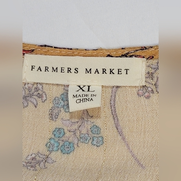FARMERS MARKET by One World Mix Ikat Printed Woven Crochet Detailed Blouse Ivory - Picture 6 of 10